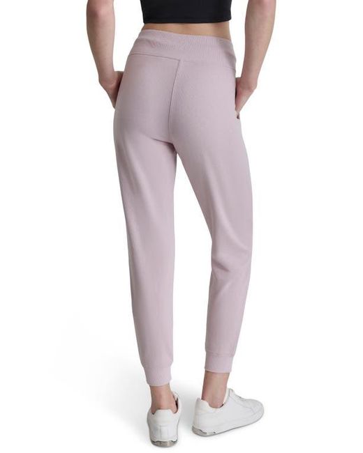 DKNY Purple Rhinestone Logo Cuffed Fleece Joggers