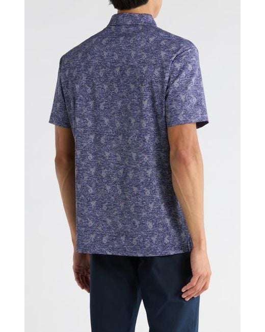 Bugatchi Blue Victor Short Sleeve 8-Way Stretch Ooohcotton Knit Button-Up Shirt for men