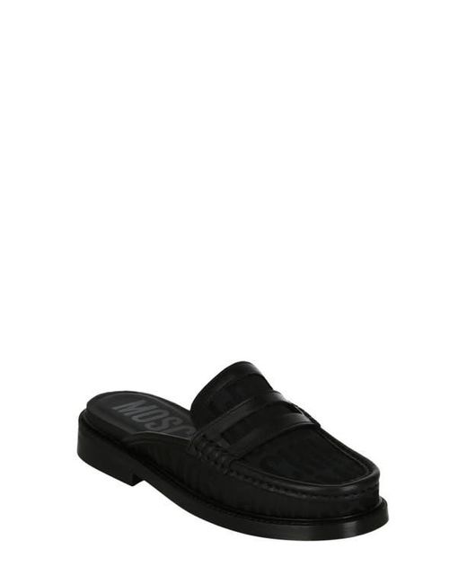 Moschino Black Canvas Slipper Mule