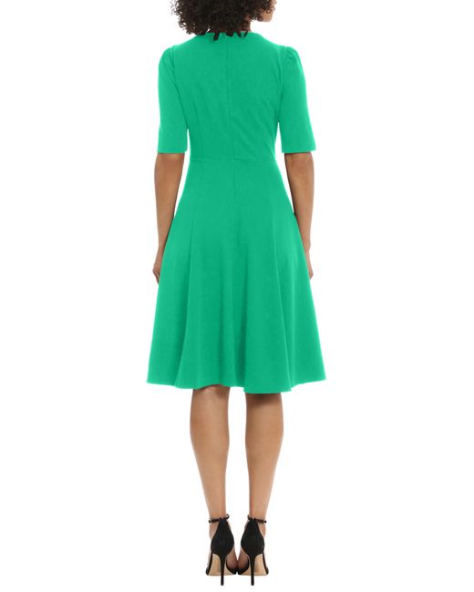 Donna Morgan Green V-neck Fit & Flare Dress