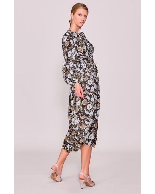 MELLODAY Multicolor Floral Long Sleeve Midi Dress