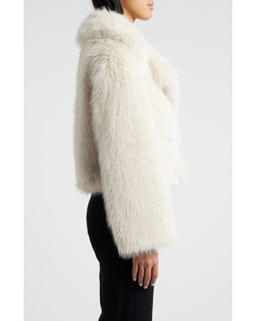 BCBGMAXAZRIA Faux Fur Crop Jacket in Natural | Lyst