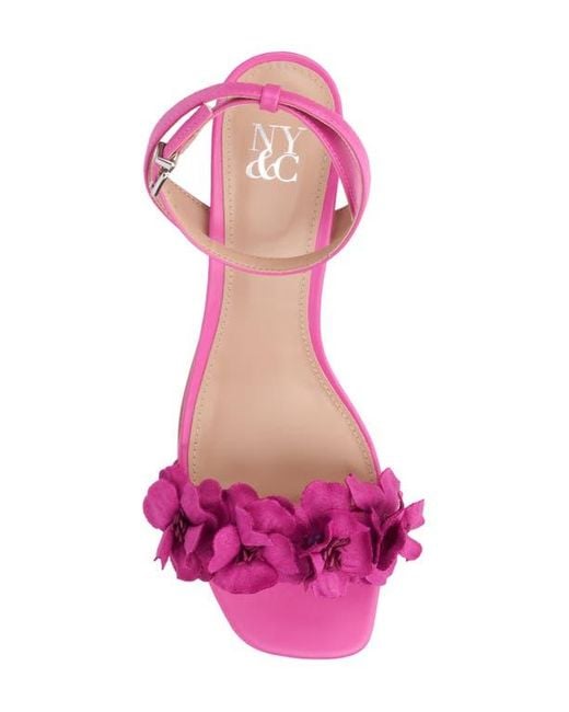 New York & Company Pink Gwendolyn Flower Strap Sandal
