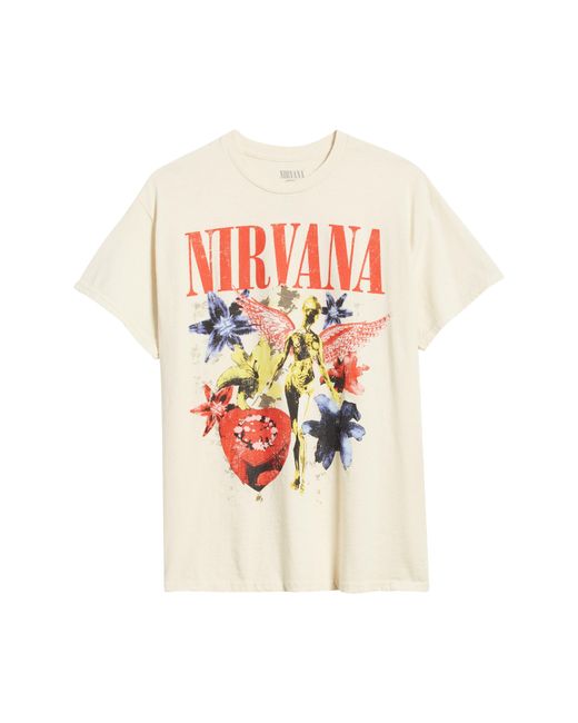 Merch Traffic White Nirvana Floral Unplugged Graphic T-shirt for men