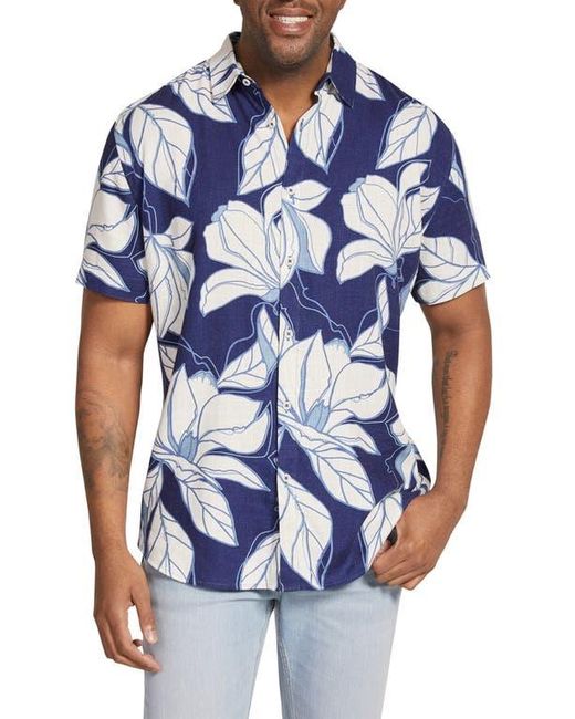 Johnny Bigg Blue Keyline Floral Short Sleeve Button-Up Shirt for men