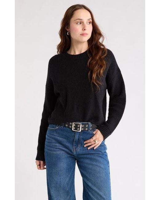 Abound Black Cozy Crew Pullover Sweater