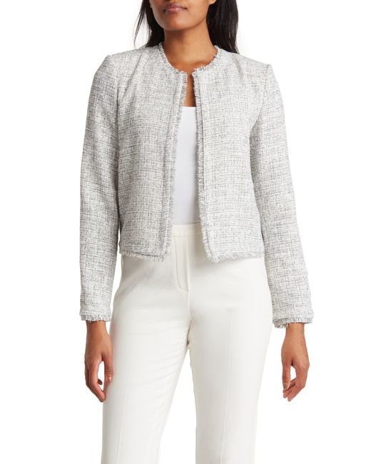 Fringe tweed hotsell open jacket