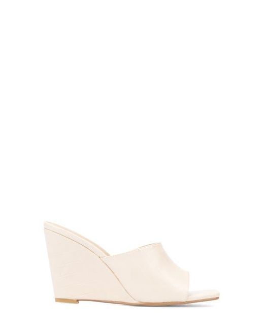FASHION TO FIGURE White Raina Croc Embossed Wedge Sandal