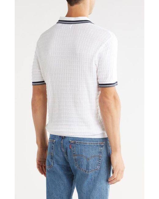 Original Penguin White Cotton Grid Knit Polo for men