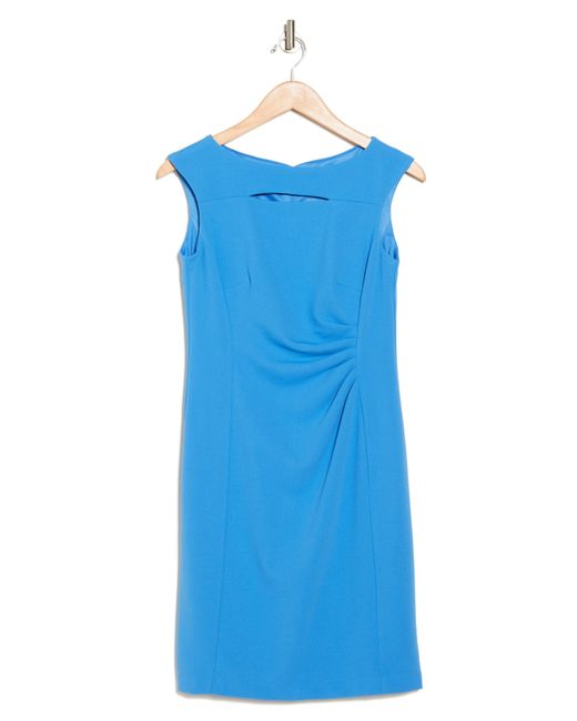Tahari Blue Cutout Ruched Sheath Dress