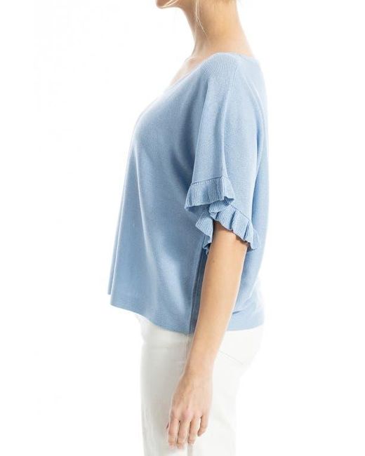 Max Studio Blue Flutter Sleeve Sweater