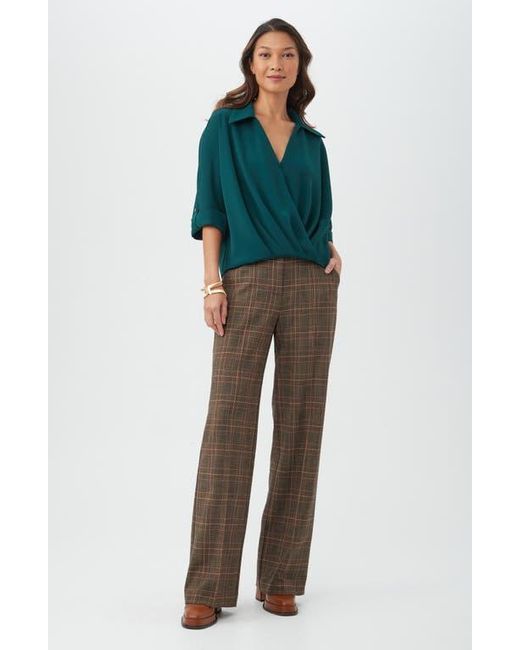 Trina Turk Brown Sadie Plaid Wide Leg Pants