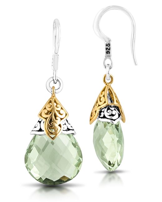 Lois Hill Multicolor Sterling Silver & 18k Gold Scroll Green Quartz Drop Earrings In Green/silver At Nordstrom Rack