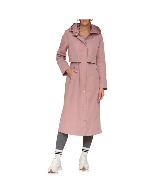 Avec Les Filles Pink Hooded Maxi Rain Anorak (Rose) Coat
