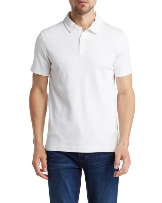 14th & Union White Solid Interlock Polo for men