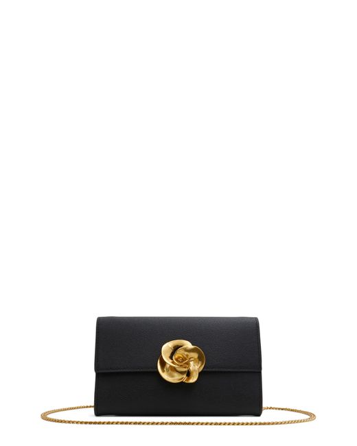 Ted Baker Black Kira Rose Textured Leather Clutch