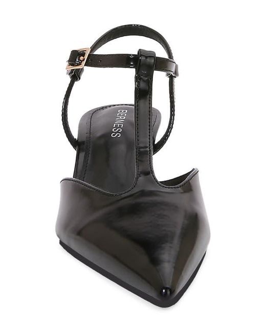BERNESS Black T-Strap Kitten Heel Pump