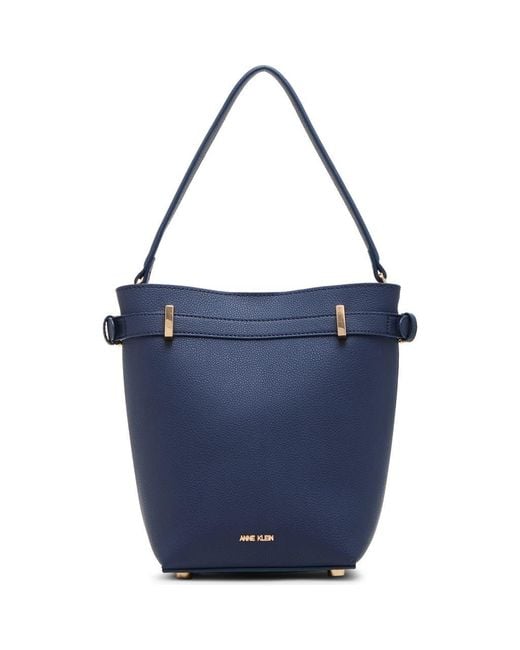 Anne Klein Blue Belted Bucket Shoulder Bag