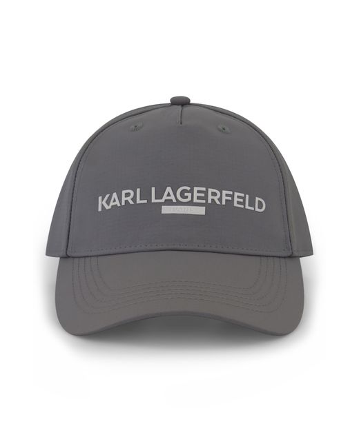 Karl Lagerfeld Gray Logo Ripstop Baseball Cap for men