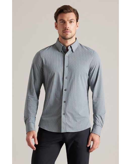 Rhone Blue Commuter Pro Slim Fit Button-Up Shirt for men