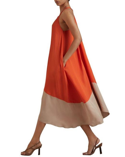 Reiss Red Elias Colorblock Midi Sundress