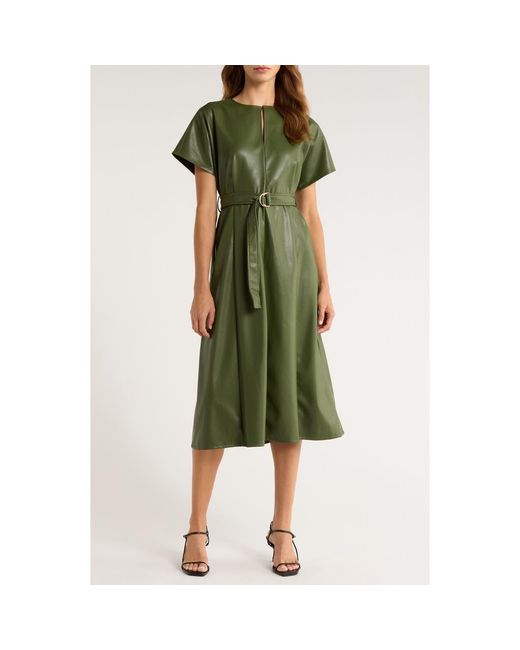 halogen leather dress Halogen® Faux Midi in Green evening gown woman elegant