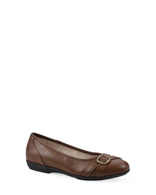 White Mountain Brown Calming Buckle Strap Flat