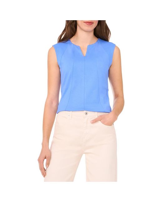 Halogen® Blue Seamed Notch Neck Ponte Shell