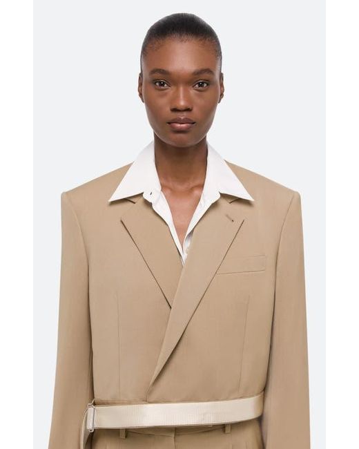 Helmut Lang Natural Wool Wrap Crop Blazer