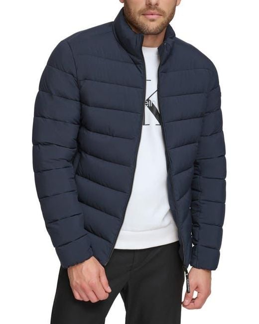 Calvin Klein Blue Stretch Puffer Jacket for men