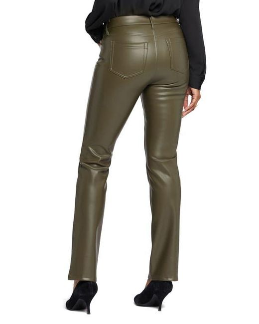 NYDJ Green Marilyn Faux Leather Straight Leg Pants