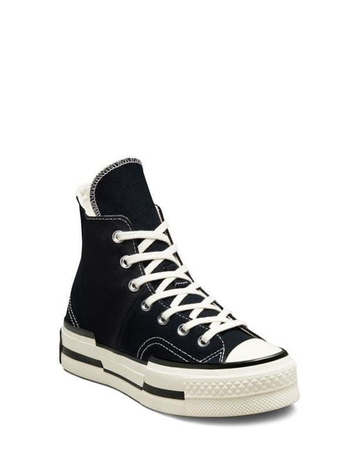 Converse Black Chuck Taylor All Star 70 Plus High Top Platform Sneaker for men