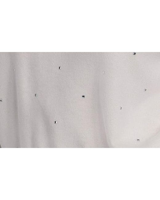 DKNY White V-Neck Crystal Embellished Sweater