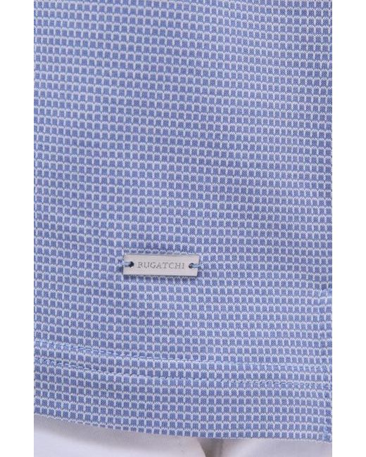 Bugatchi Blue Contrast Trim Zip Polo for men