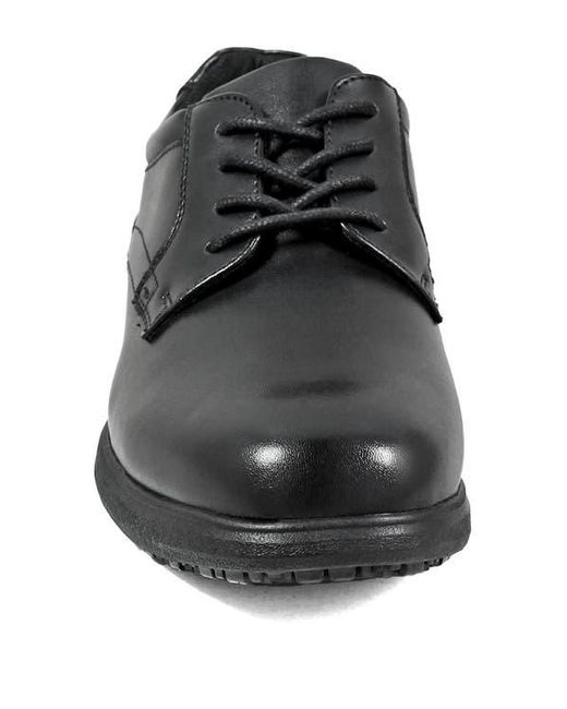 Nunn Bush Black Sherman Slip-Resistant Plain Toe Work Derby for men