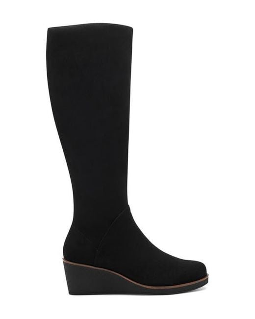 Aerosoles Knee High Suede Wedge Boots in Black Lyst