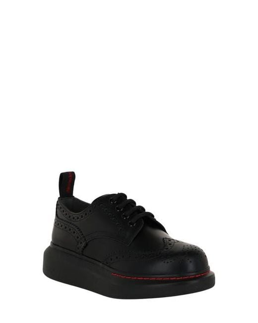 McQueen Black Liquid Brogue Derby