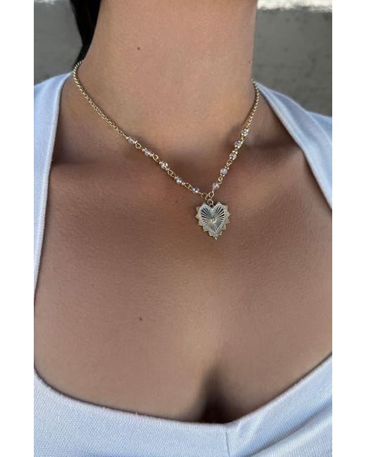 Adornia Metallic Cubic Zirconia Heart Pendant Necklace