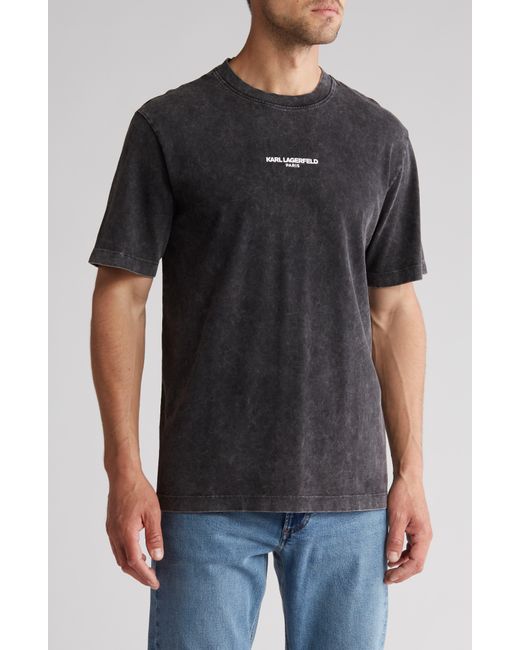 Karl Lagerfeld Black Oversize Stonewash Cotton Graphic T-shirt for men
