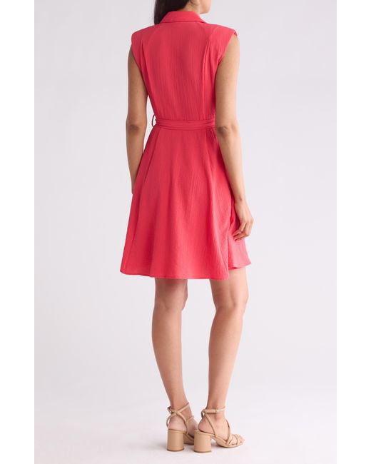 Calvin Klein Red Gauze Sleeveless A-line Dress