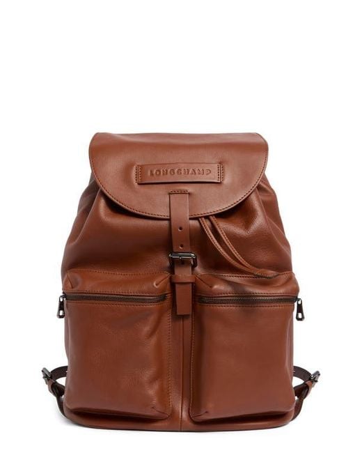 Longchamp Brown Lc3D Large Leather Backpack