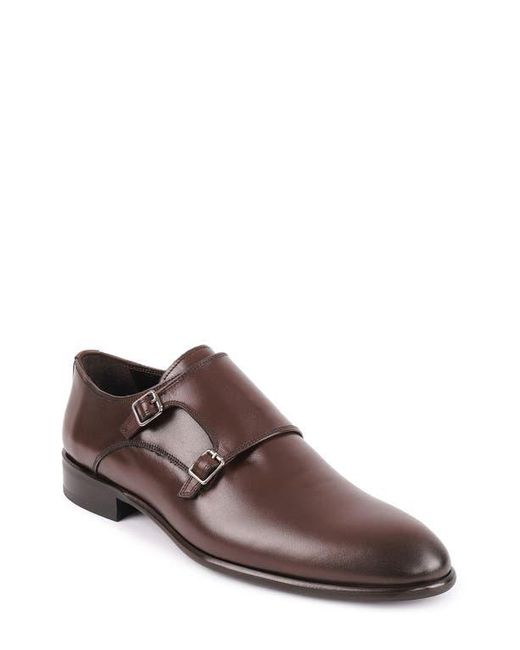 VELLAPAIS Brown Nemo Double Monk Strap Leather Loafer for men