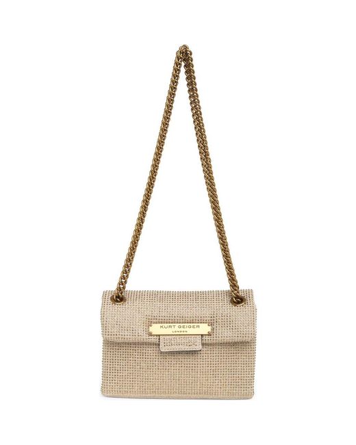 Kurt Geiger Natural Rhinestone Mini Brixton Shoulder Bag