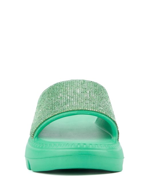 Olivia Miller Green Glitter Gaze Platform Slide Sandal