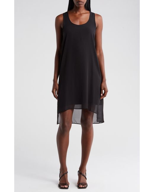 Catherine Malandrino Black Scoop Neck Double Layer Dress