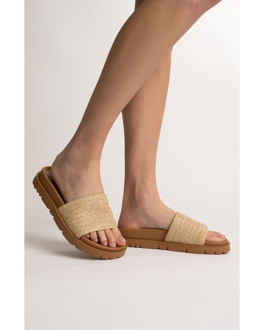 Journee Collection Brown Starr Woven Platform Slide Sandal