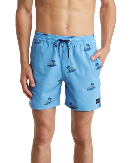Hurley Blue Cannonball Pride 17" Volley Swim Trunks for men