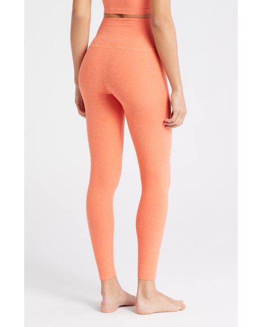 Beyond Yoga Orange Beyond Yoga At Your Leisure Space Dye High Waist Midi Leggings In Radiant Coral Heathe At Nordstrom, Size X-Small