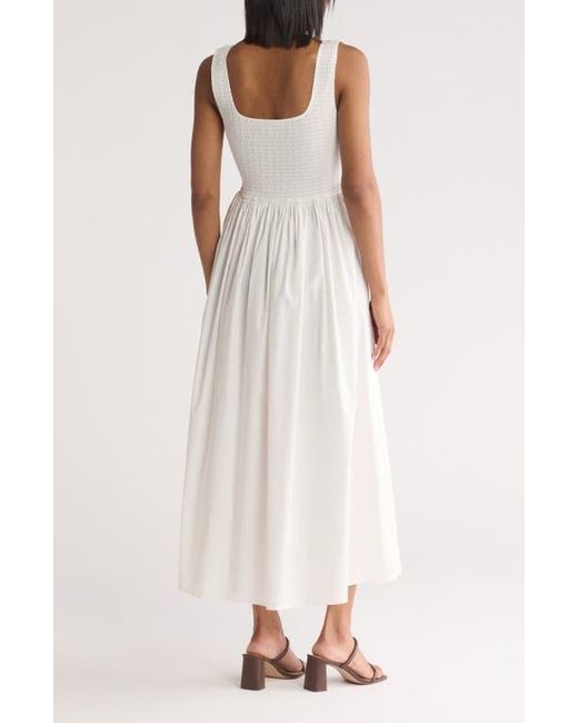 Wayf Natural Smocked Fit & Flare Sundress