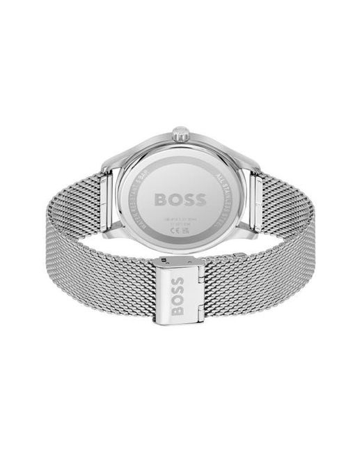 Boss Gray Reason Quartz Mesh Strap Watch, 43Mm for men